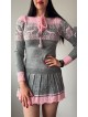 Rochie ieftina din tricot gri cu jambiere+caciula model Craciun Rochie ieftina din tricot gri cu jambiere+caciula model Craciun