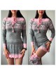 Rochie ieftina din tricot gri cu jambiere+caciula model Craciun Rochie ieftina din tricot gri cu jambiere+caciula model Craciun
