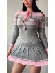 Rochie ieftina din tricot gri cu jambiere+caciula model Craciun Rochie ieftina din tricot gri cu jambiere+caciula model Craciun