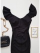 Rochie dama ieftina casual neagra cu snur pe mijloc
