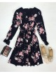 Rochie dama eleganta midi neagra cu pliuri si imprimeu floral boem Rochie dama eleganta midi neagra cu pliuri si imprimeu floral boem