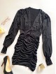 Rochie de seara stramta neagra cu decolteu si maneci lungi vaporoase