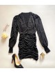 Rochie de seara stramta neagra cu decolteu si maneci lungi vaporoase
