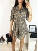 Rochie de zi ieftina maro cu imprimeu snake
