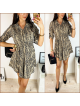 Rochie de zi ieftina maro cu imprimeu snake