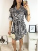 Rochie de zi ieftina alba cu imprimeu animal print mic
