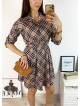 Rochie de zi ieftina roz cu imprimeu linii si accesoriu in talie Rochie de zi ieftina roz cu imprimeu linii si accesoriu in talie