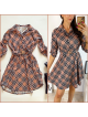 Rochie de zi ieftina roz cu imprimeu linii si accesoriu in talie Rochie de zi ieftina roz cu imprimeu linii si accesoriu in talie