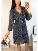 Rochie midi casual gri cu imprimeu animal print si maneci lungi