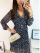 Rochie midi casual gri cu imprimeu animal print si maneci lungi