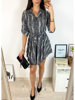 Rochie de zi ieftina gri cu imprimeu snake