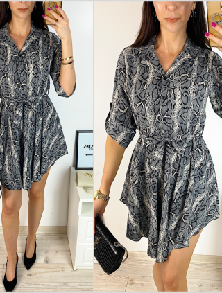 Rochie de zi ieftina gri cu imprimeu snake