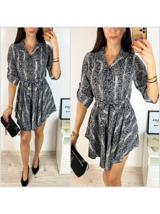 Rochie de zi ieftina gri cu imprimeu snake