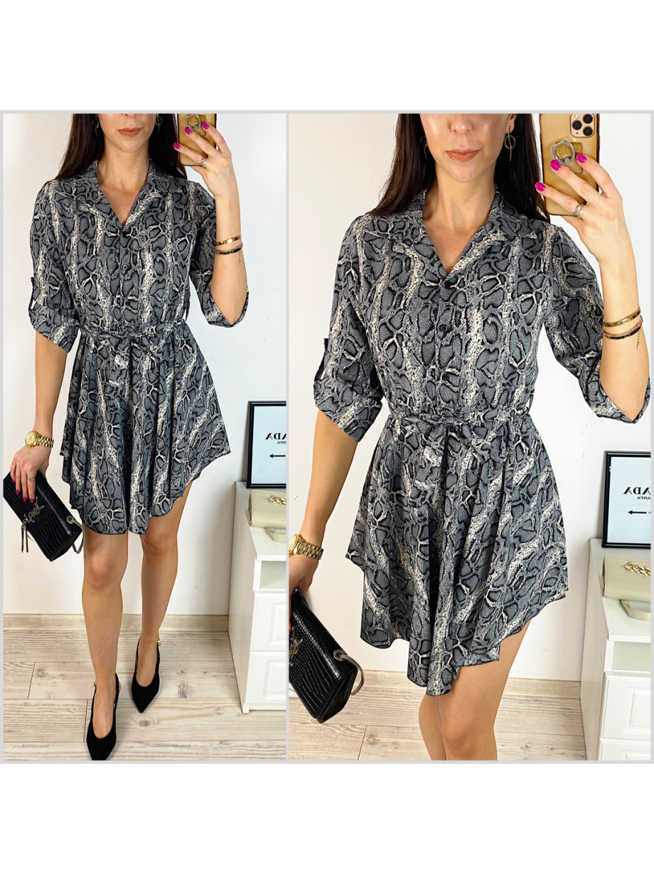 Rochie de zi ieftina gri cu imprimeu snake Rochie de zi ieftina gri cu imprimeu snake