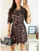 Rochie de zi ieftina neagra cu imprimeu animal print