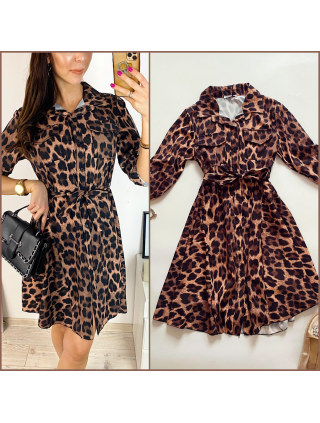 Rochie de zi ieftina neagra cu imprimeu animal print