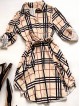 Rochie de zi ieftina roz cu imprimeu carouri si cordon in talie Rochie de zi ieftina roz cu imprimeu carouri si cordon in talie