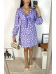 Rochie mini casual mov cu imprimeu buline si maneci lungi Rochie mini casual mov cu imprimeu buline si maneci lungi