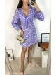 Rochie mini casual mov cu imprimeu buline si maneci lungi Rochie mini casual mov cu imprimeu buline si maneci lungi