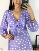 Rochie mini casual mov cu imprimeu buline si maneci lungi Rochie mini casual mov cu imprimeu buline si maneci lungi