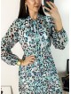 Rochie de zi casual turcoaz cu imprimeu animal print si snur la gat