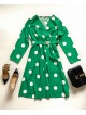Rochie midi casual verde cu imprimeu buline si maneci lungi Rochie midi casual verde cu imprimeu buline si maneci lungi