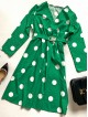 Rochie midi casual verde cu imprimeu buline si maneci lungi Rochie midi casual verde cu imprimeu buline si maneci lungi