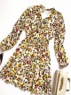 Rochie de zi casual galbena cu imprimeu animal print si snur la gat