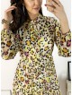 Rochie de zi casual galbena cu imprimeu animal print si snur la gat