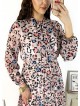 Rochie de zi casual roz cu imprimeu animal print si snur la gat