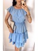 Rochie de zi scurta albastru deschis cu volanase pe umeri
