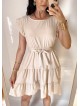 Rochie de zi scurta crem cu volanase la manecute