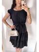 Rochie de zi scurta neagra cu volanase la manecute