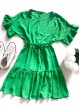 Rochie de zi scurta verde cu volanase la maneci