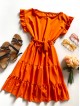 Rochie de zi scurta portocalie cu volanase la manecute