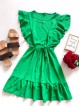 Rochie de zi scurta verde cu volanase la maneci