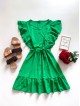 Rochie de zi scurta verde cu volanase la maneci