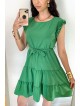 Rochie de zi scurta verde cu volanase la manecute
