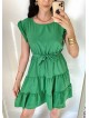 Rochie de zi scurta verde cu volanase la manecute