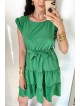 Rochie de zi scurta verde cu volanase la manecute