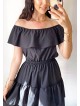 Rochie de zi scurta neagra cu volanase pe umeri