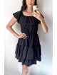 Rochie de zi scurta neagra cu volanase pe umeri