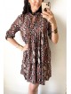 Rochie de zi ieftina lejera maro cu imprimeu snake