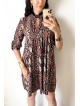 Rochie de zi ieftina lejera maro cu imprimeu snake