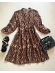 Rochie de zi ieftina lejera maro cu imprimeu snake