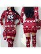 Compleu dama ieftin din tricot rosu minunat compus din rochie, caciula si jambiere Craciun MK