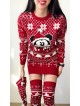 Compleu dama ieftin din tricot rosu minunat compus din rochie, caciula si jambiere Craciun MK
