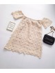 Rochie tip bluza de zi ieftina crem cu imprimeu iesit in relief