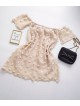 Rochie tip bluza de zi ieftina crem cu imprimeu iesit in relief