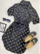 Rochie ieftina casual stil camasa scurta neagra cu cc si cordon in talie